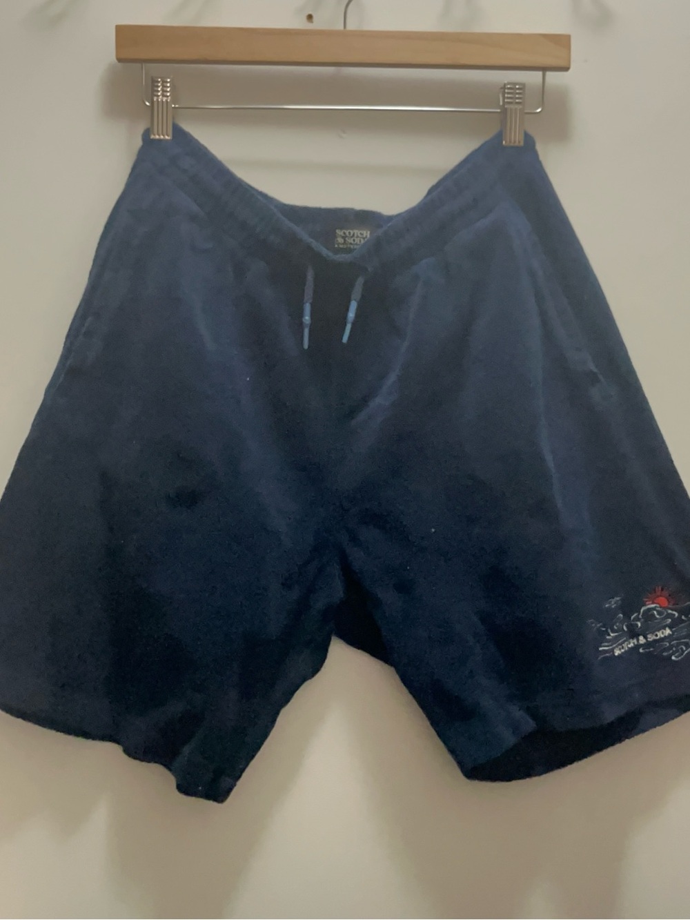 Scotch & Soda Navy Men's Drawstring Terry Shorts M (32-34)